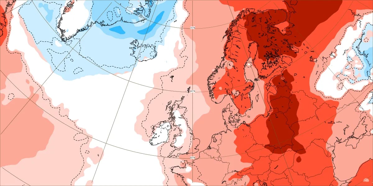 15-daagse temperatuurkaart