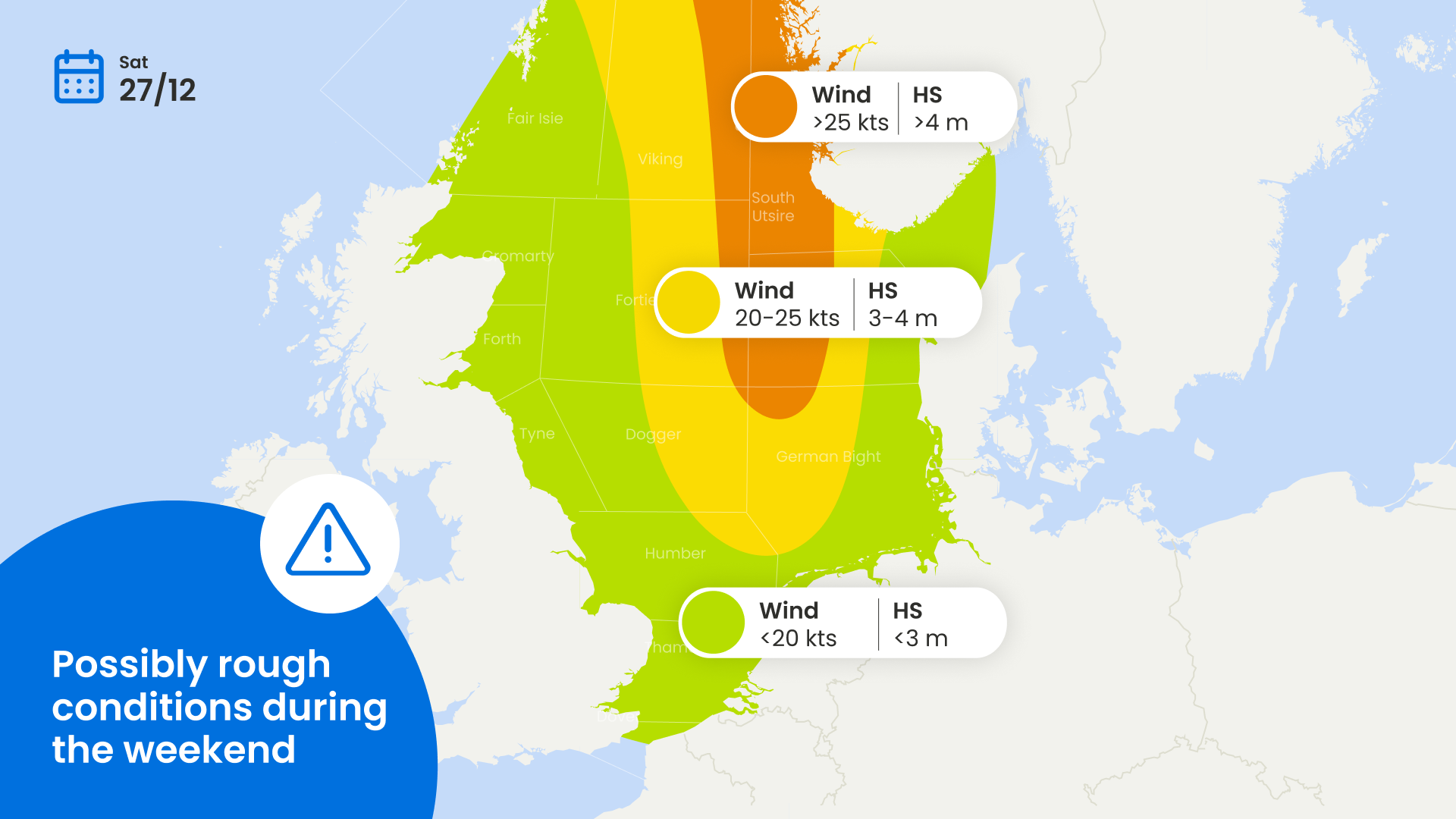 Figure 2. Worst-case scenario for the North Sea during the weekend.