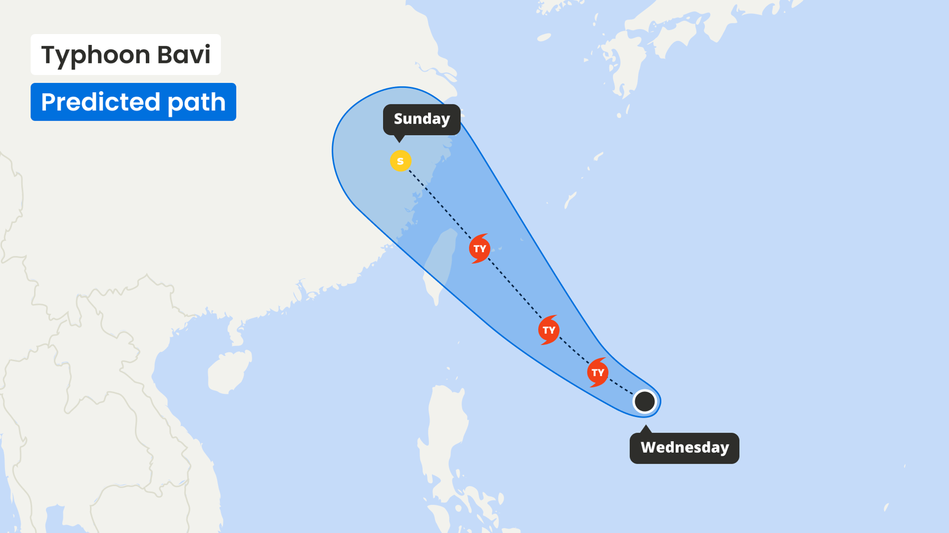 Typhoon Bavi Disrupts Taiwan While North Sea Stays Workable