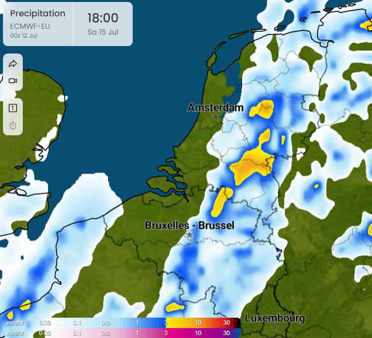 Neerslag zat_15 juli 2023_ECMWF