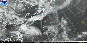 Satellite imagine of typhoon Hinnamnor 