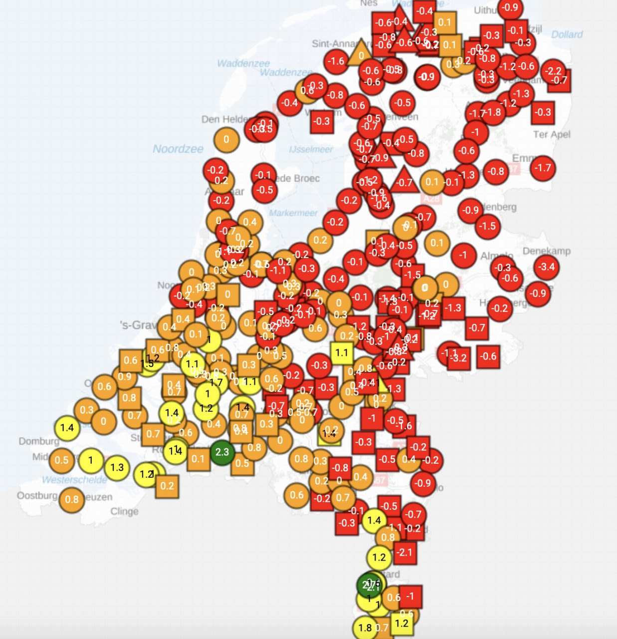 Wegdektemperatuur 15 februari 2021