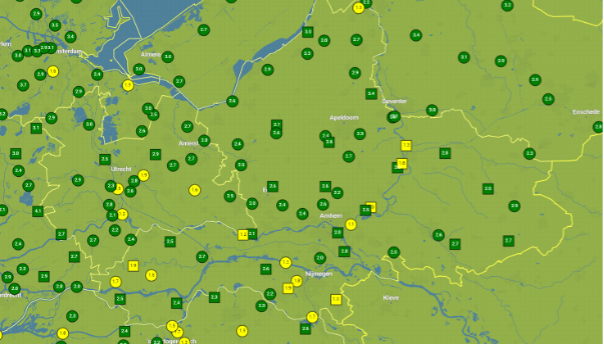 Wegdektemperatuur Midden-Nederland