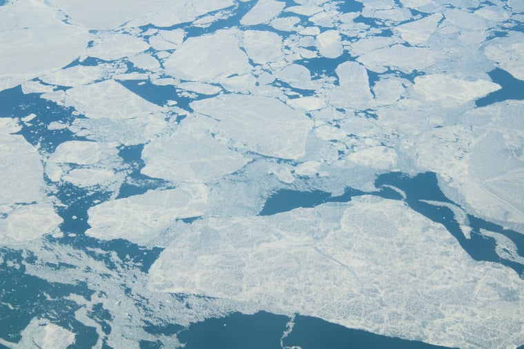Ice formation in the Caspian Sea, as seen from a plane
