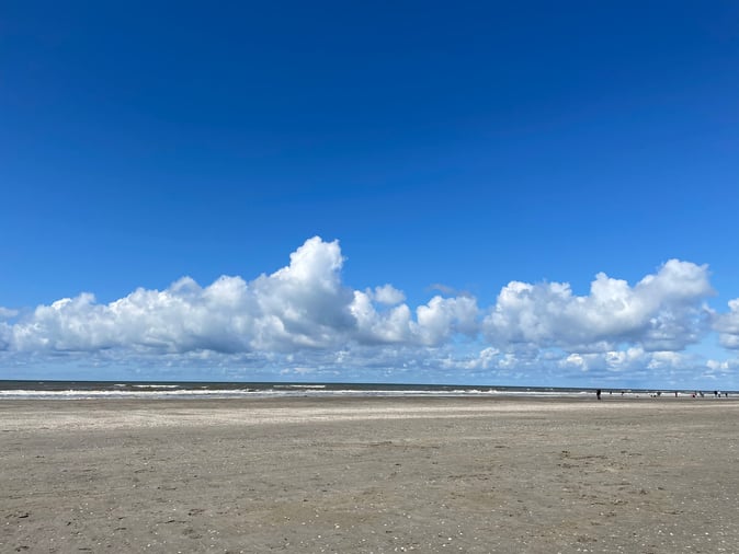 Cumulative clouds along the coast